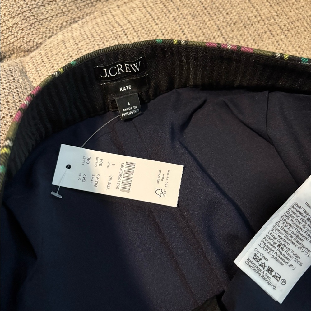J. Crew Kate pink tartan plaid pants NWT 4 - Picture 5 of 6